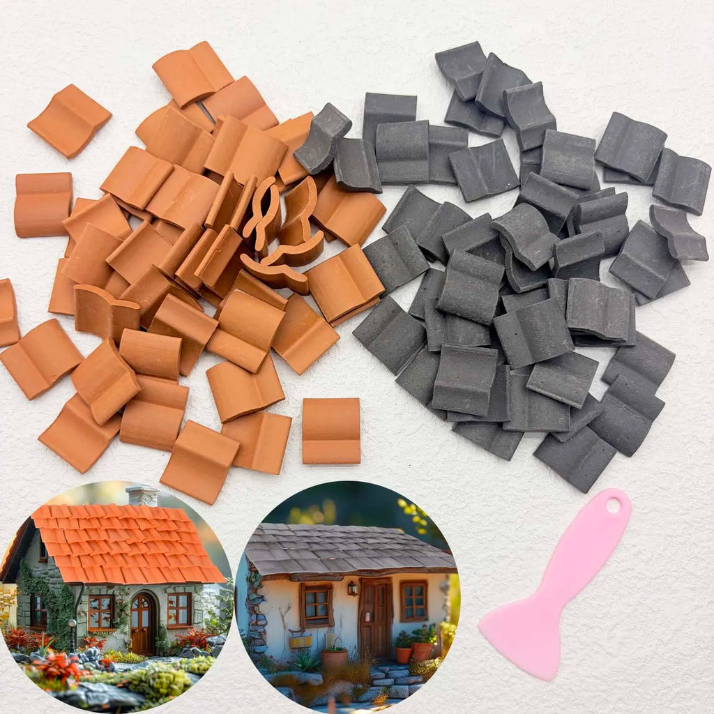 Miniature Clay Roof Tiles for Dollhouse & DIY Model Buildings Miniature Craft Tiles Zpaxo