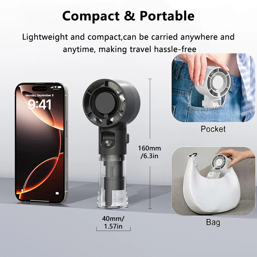 Portable Humidifier Mist Fan Rechargeable Mini Handheld Water Small