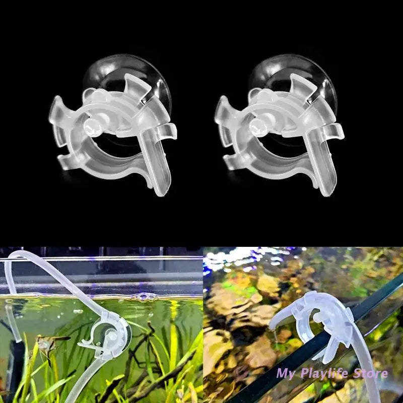 Fish Tank Mounting Clip Water Pipe Clamp Clips Plastic Hose Holder with Suction Cup for Maximum 0.24 Inches Air Hoses Zpaxo Default Title