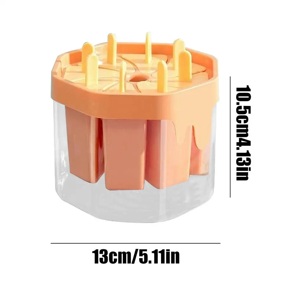Silicone Popsicle Molds 8-Cavity | Ice Pop Maker with Drip Tray Ice Pop Mold Zpaxo Orange