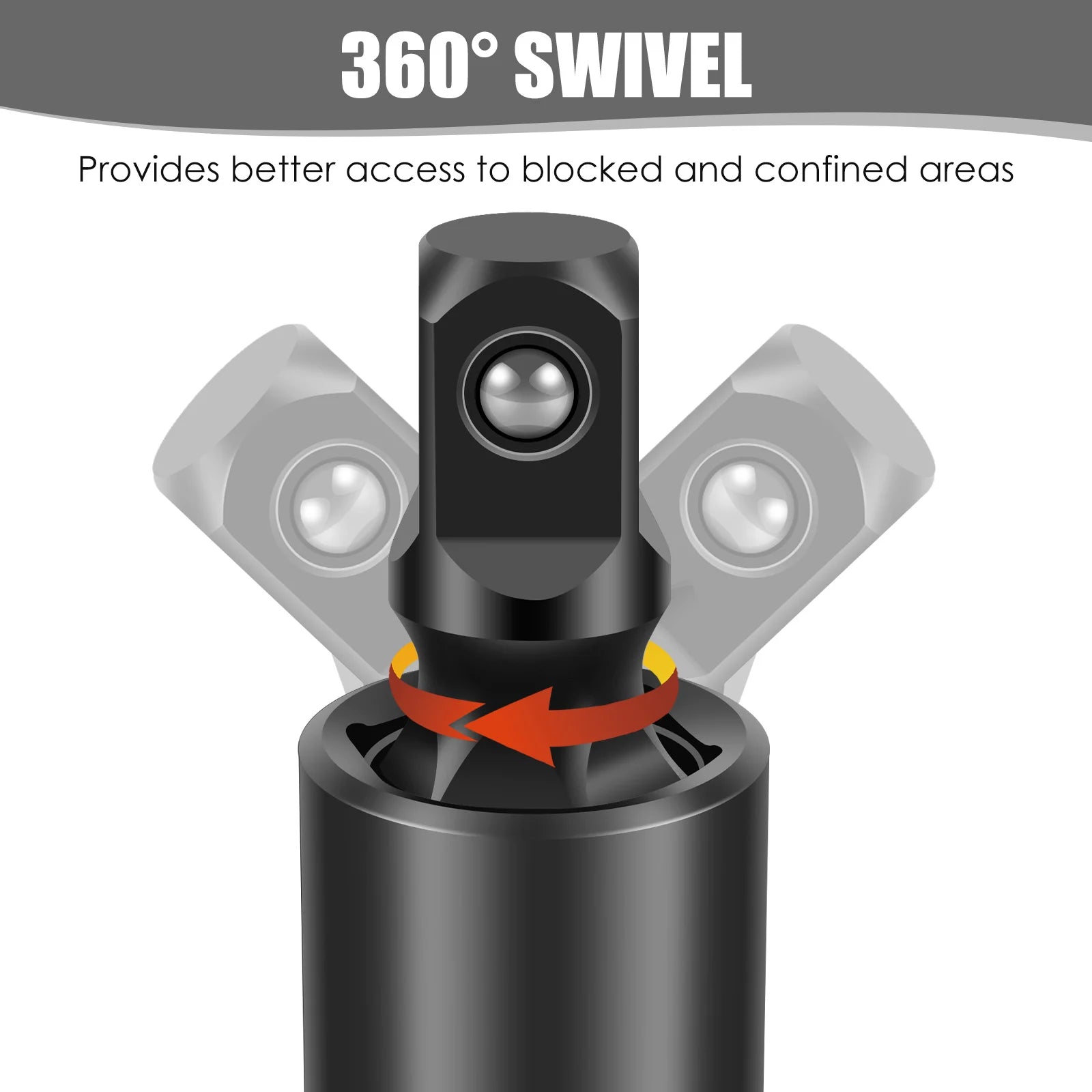 6/3Pcs 360 Degree Impact Universal Joint Swivel Socket Set Electric Wrench Swivel Socket Adapter 3/8inch 1/2inch 1/4inch Tool Zpaxo