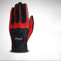 Men's Microfiber Golf Gloves with Single Finger Divided Particles Anti Slip Breathable Adjustable High Elasticity Golf Gloves Zpaxo Black Red Left Hand S