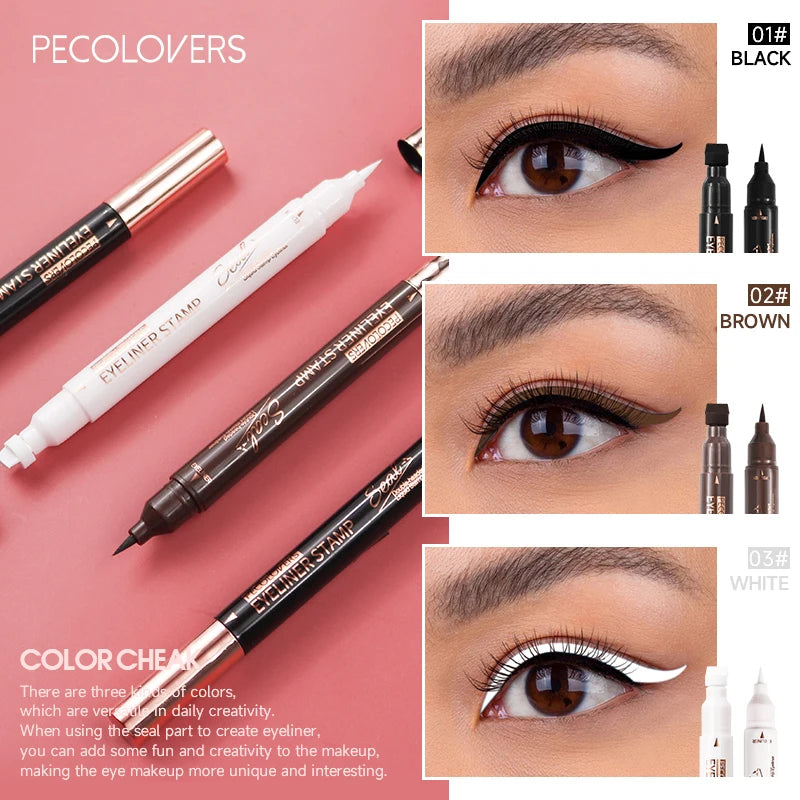 Waterproof Black Double Head Seal Eyeliner Liquid Pen Is Not Easy To Smudge Triangle Stamp Eyeliner Liquid Eye Liner Pencil Zpaxo