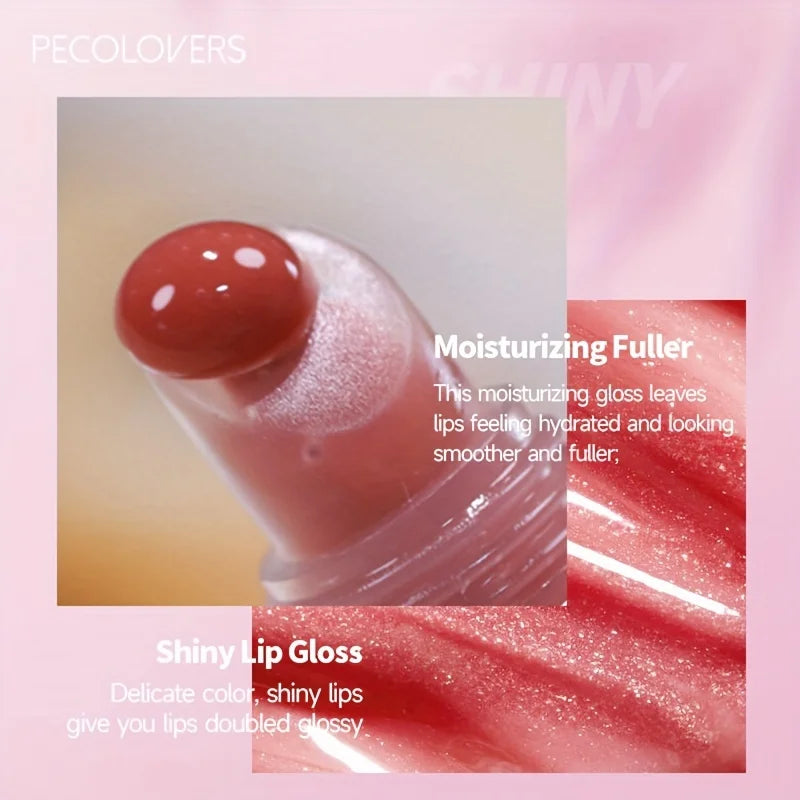 1PC Glitter Lip Gloss Moisturizing Fruit Lip Oil Transparent Fullness Lips Tint Soft Tube Makeup Lip Beauty Care Zpaxo