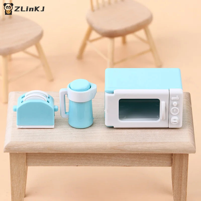 ▶1Set 1:12 Dollhouse Mini Microwave Bread Maker Kettle Kit Kitchen Cookware Toy Zpaxo