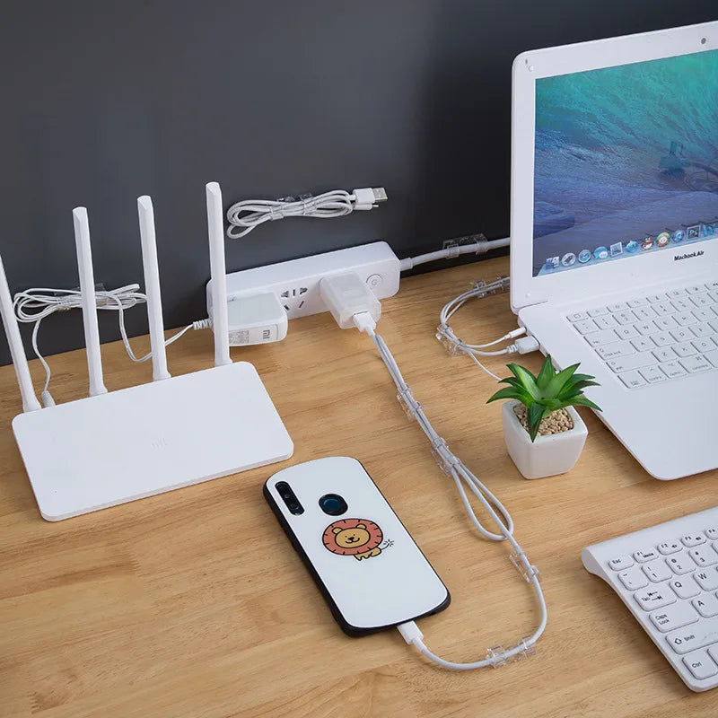 20pcs Adhesive Cable Clip Cable Manager Wire Management Organizer For Desk Office Car Home Wire Clip Clamp Self-Adhesive Sticker Zpaxo