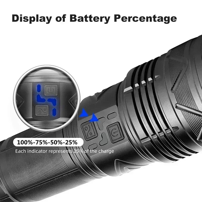 Super Bright LED Tactical Flashlight – 1500m Rechargeable Torch