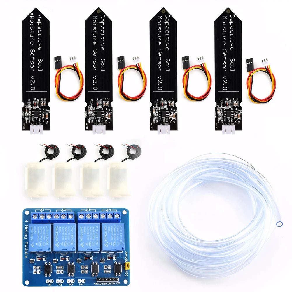 Self Watering System 1 Channel 5V Relay Module Soil Moisture Control Kit Water Pump 4M Vinyl Tubing DIY Drip Irrigation System Zpaxo 1set