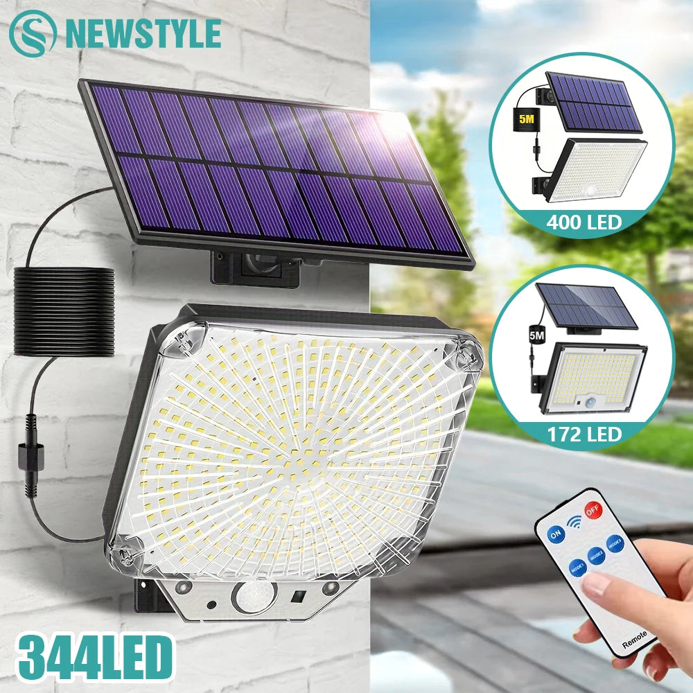 Solar Lights Outdoor 172/344/400 LED Split Solar Security Lights Motion Sensor Solar Powered Garden Light Waterproof Yard Garage Zpaxo