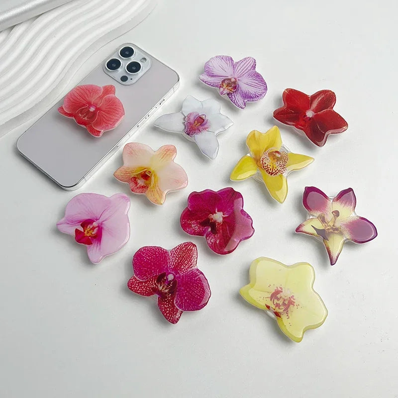 Acrylic Flower Phone Grip Ring Holder & Folding Stand