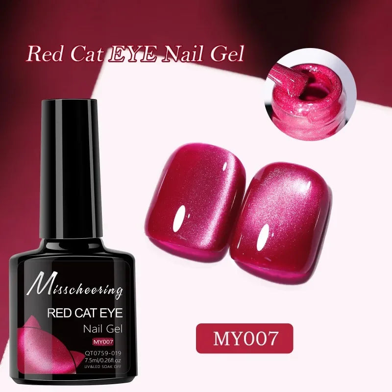 Red Ruby Cat Eye Magnetic Gel Nail Polish Cherry Art DIY Sparking Zpaxo 07