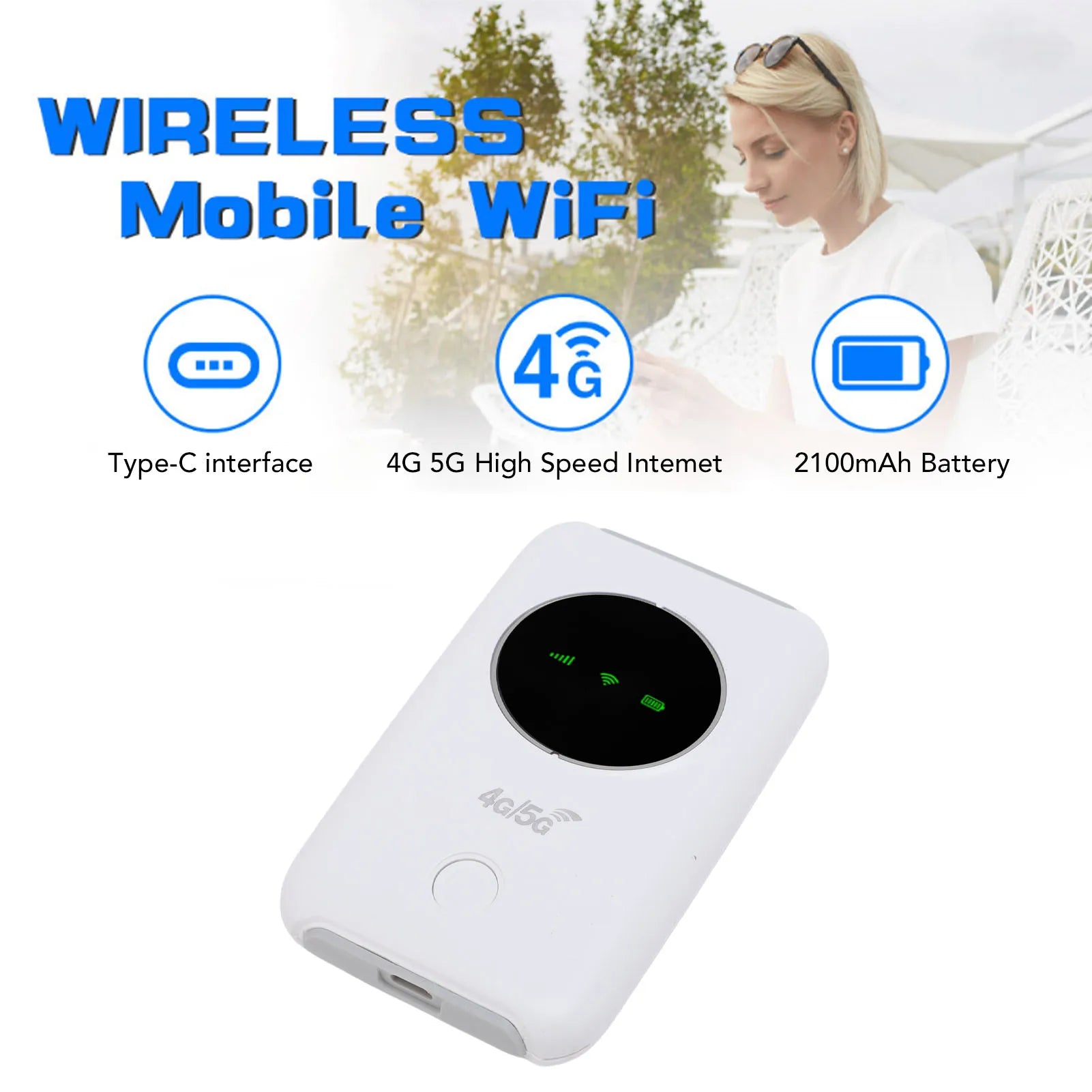 LTE Mobile Hotspot Portable Wifi Device LED Display 300Mbps Speed SIM