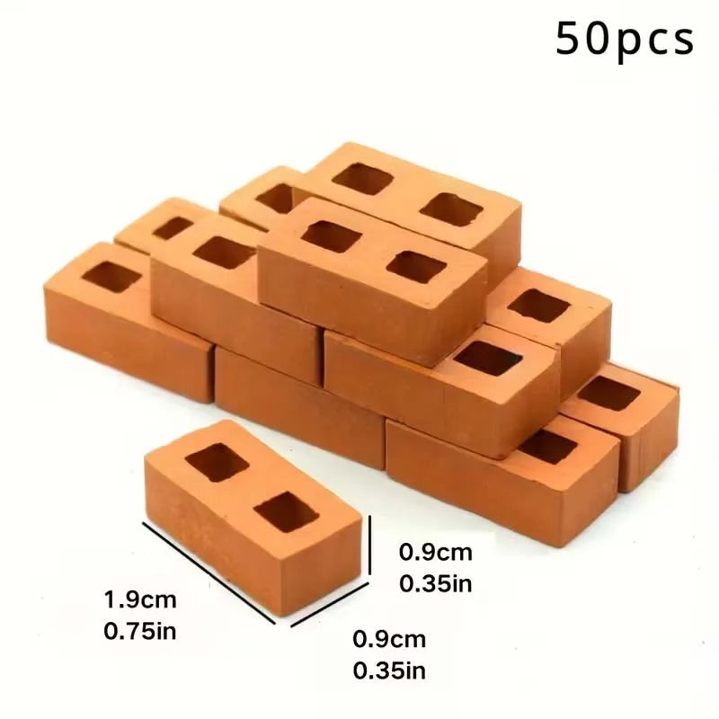 50 Mini Cinder Blocks – 1/16 Scale Cement Bricks for Miniatures Miniature Scale Bricks Zpaxo 50pcs