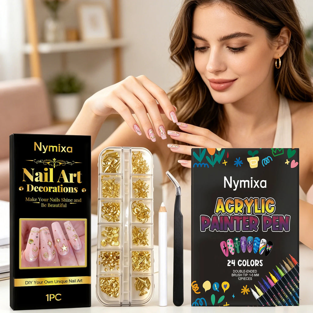 DIY Nail Art Decorations Kit Draw Delicate Art Designs Add Shiny Lasting Color Full Set Nail Art Tool Home DIY Manicure Design Zpaxo