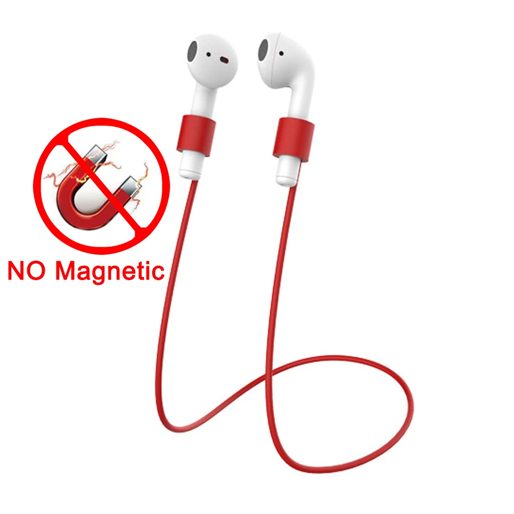Anti-Lost Silicone Earphones Rope Holder Cable For Apple AirPods 4 Pro 3 2 1 Wireless Bluetooth Headphone Neck Strap Cord String Zpaxo A Red