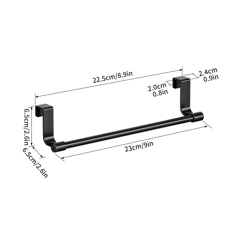 Towel Rack Over Door Stainless Steel Towel Bar Storage Organizer Bathroom Kitchen Cabinet Door Hanging Towel Rack Zpaxo Black 23cm