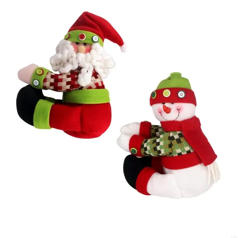 Holiday Themed Knitted Santa Snowmans Tree Toppers Star Fabric