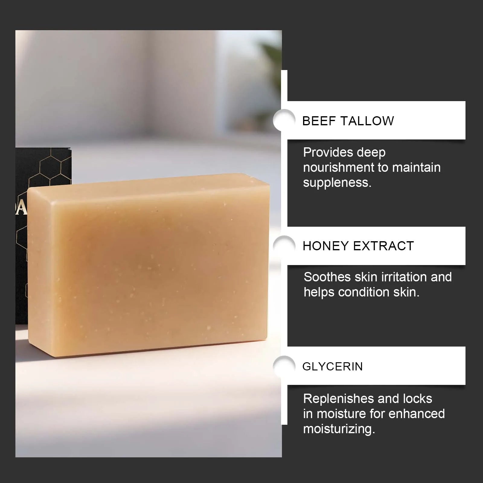 Hoygi Tallow & Honey Soap Bar – Face & Body Moisturizing Cleanser Facial Bar Soap Zpaxo