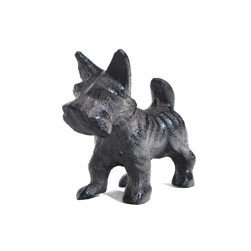 1Pcs Cast Iron Schnauzer Dog Figurine Anime Themed Multipurpose Room Decor Paperweight For Study Indoor Ornament Zpaxo Black