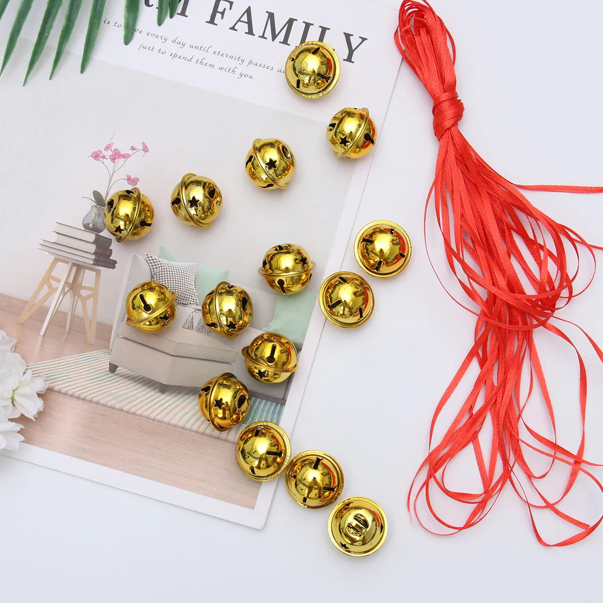 Christmas Bell Accessories Five-point Star Mini Jingle Bells Gold