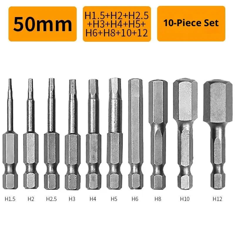 Hex Shank Magnetic Head Screw Driver 50 Screwdriver Bits H1 5-H12 Nut Zpaxo A