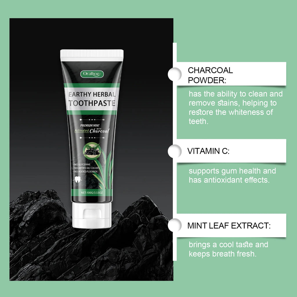 Oralhoe Mint Charcoal Toothpaste – Stain Removal & Gum Care Herbal Toothpaste Zpaxo