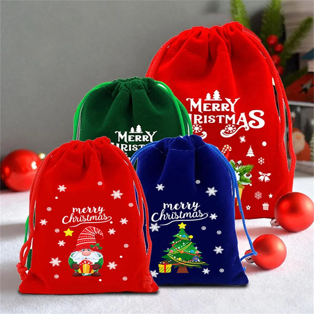 Christmas Velvet Drawstring Gift Bags – Candy & Jewelry Pouches Drawstring Gift Bag Zpaxo