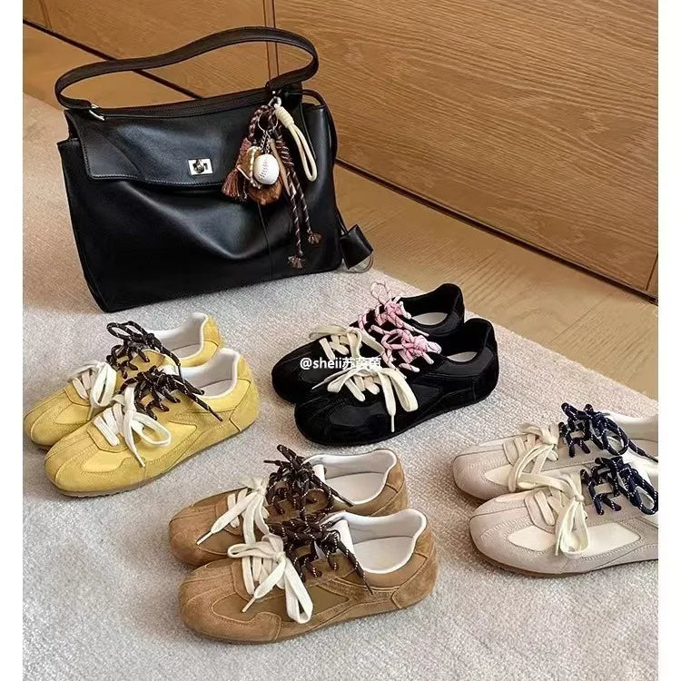 Multi-color Retro Casual Sneakers Women Suede Leather Upper Lace Up Zpaxo