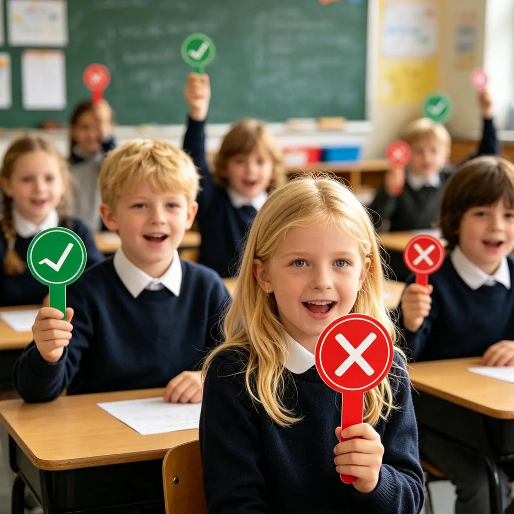 Voting Paddles Double-sided Red Green Response Signs True False
