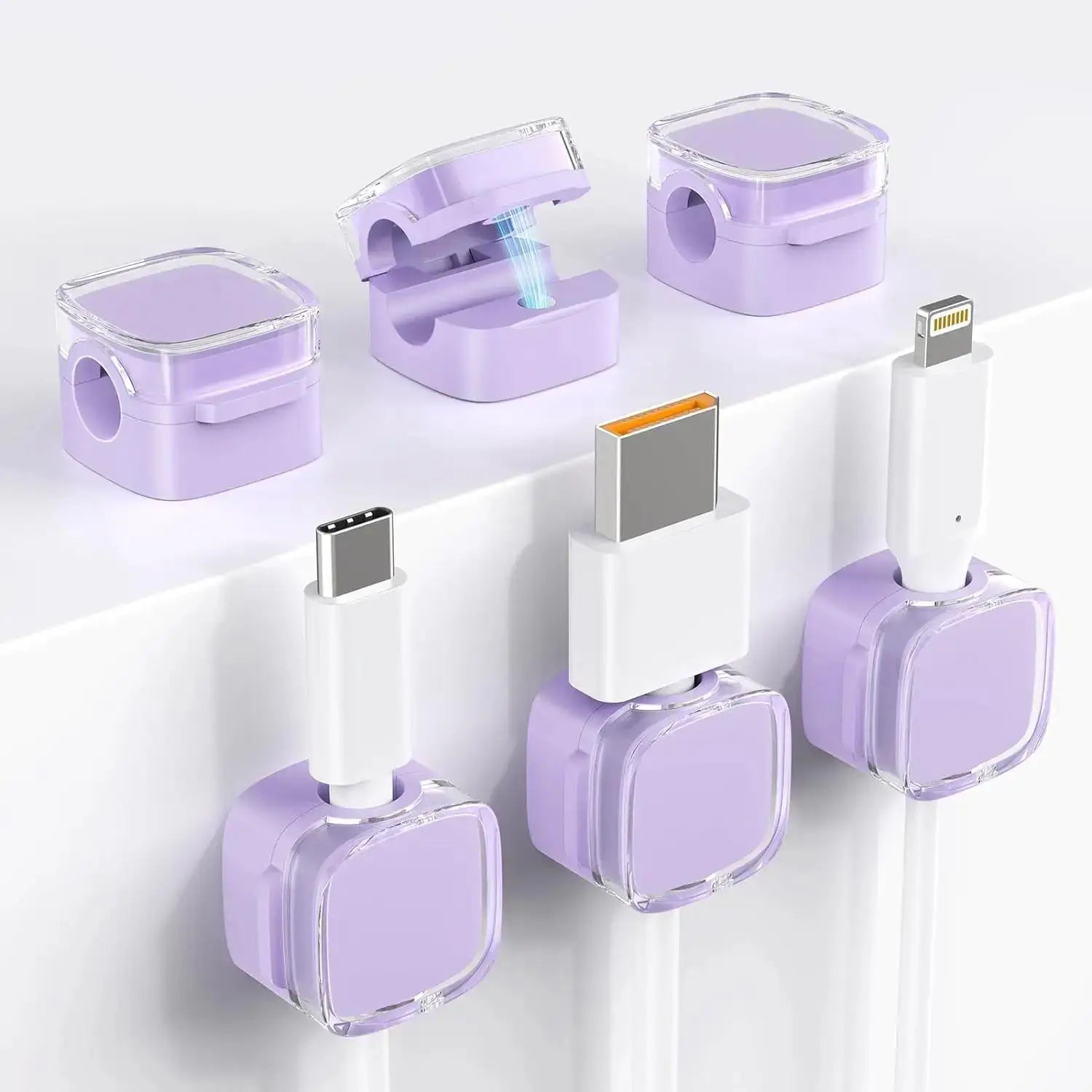 6PCS Magnetic Cable Organizer Cables Clips Adjustable Cord Line Holder Under Desk Cable Management Wire Keeper Organizer Holder Zpaxo