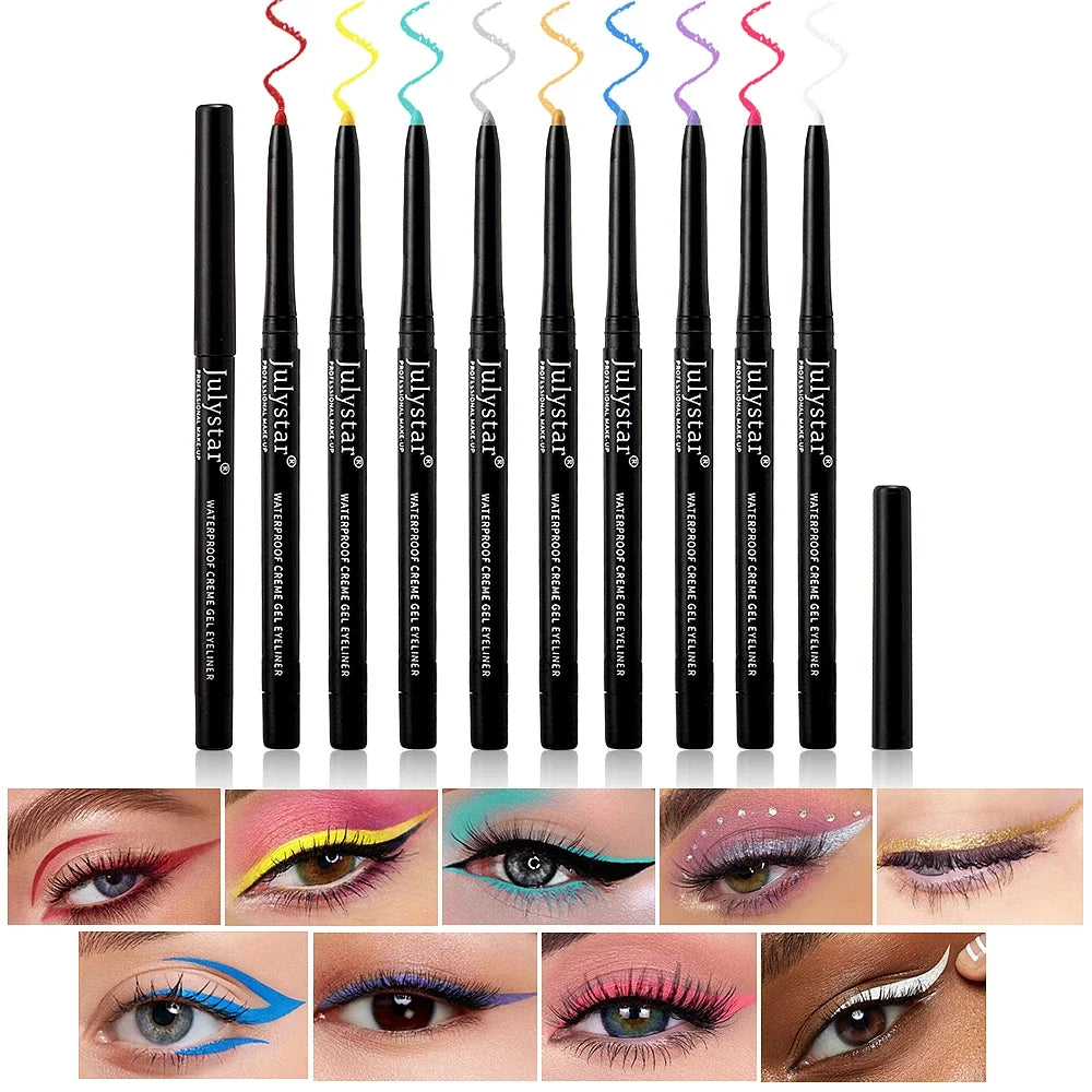 Colorful Eyeliner Lip Liner Gel Pencil No Smudge Silver Black Pink Zpaxo