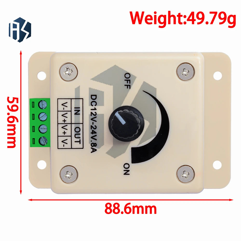 12V 24V 8A Single LED Dimmer Controller Strip Light Bulb Zpaxo
