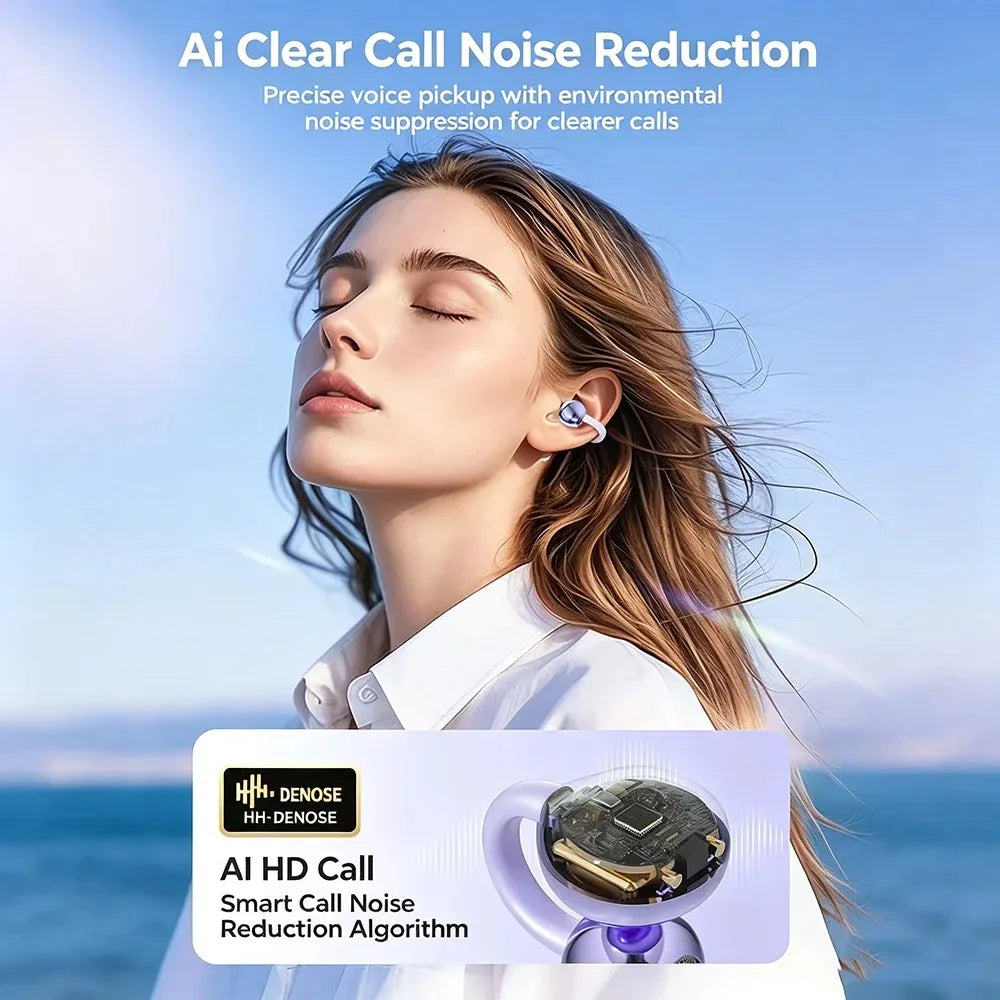 KEBIDUMEI Open Ear Clip Earbuds ENC Wireless Bluetooth 5 4 Headphones