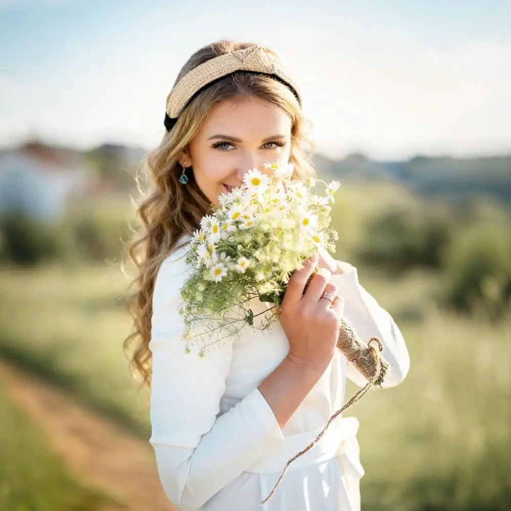 New Bohemian Straw Headbands Soft Lightweight Woven Hair Head Wide Headband for Woman Zpaxo