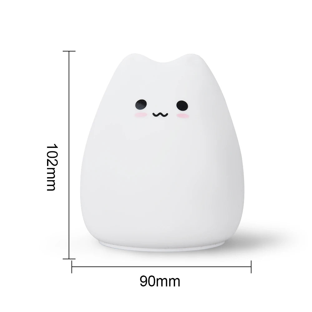 Cute Cat Night Light For Baby Kids Cartoon 7 Colors Silicone Sleeping Lamp Touch Sensor Table Lamp For Home Bedroom Decoration Zpaxo