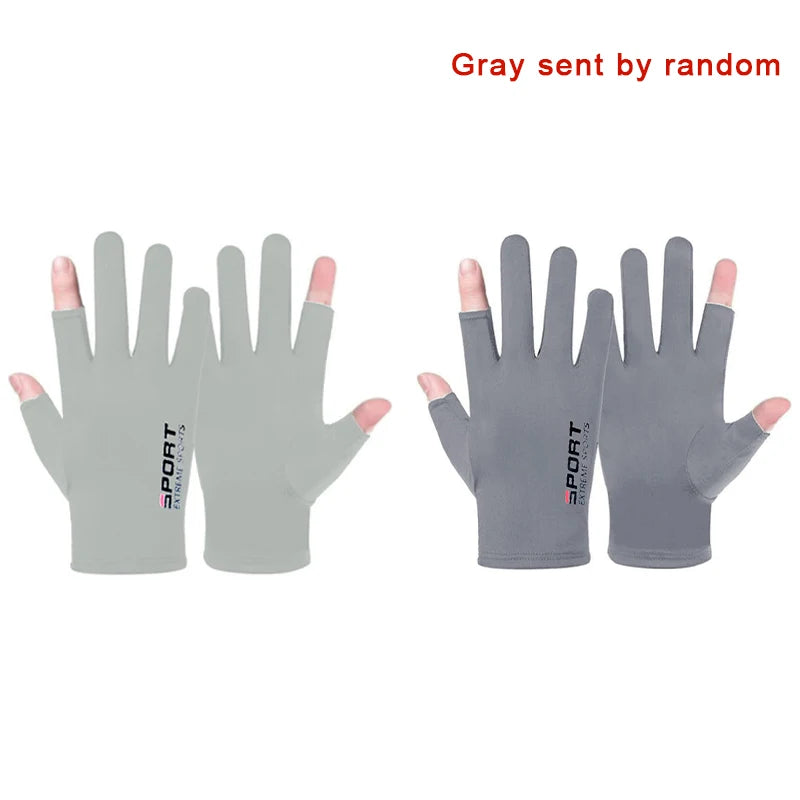 1 Pair Summer Breathable Men's Gloves Ice Silk Sun Proction Zpaxo Gray