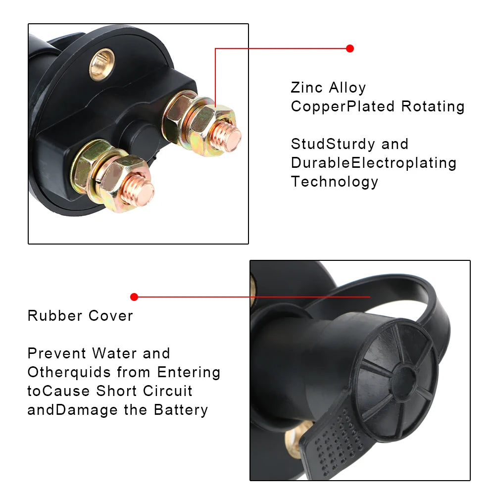 1 Removable Keys Car Battery Disconnect Switch Accessories Truck Boat