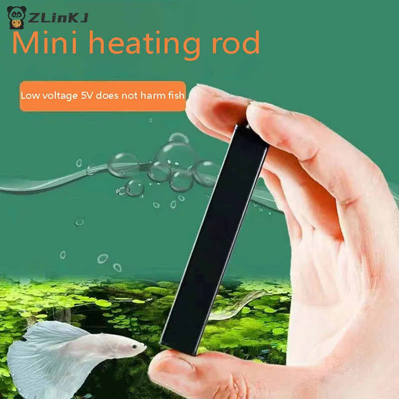 ▶1Pcs 5/10W Mini Aquarium Heater USB Charging For Small Fish Tank Heater Energy Saving Over Temperature Protection Accessories Zpaxo