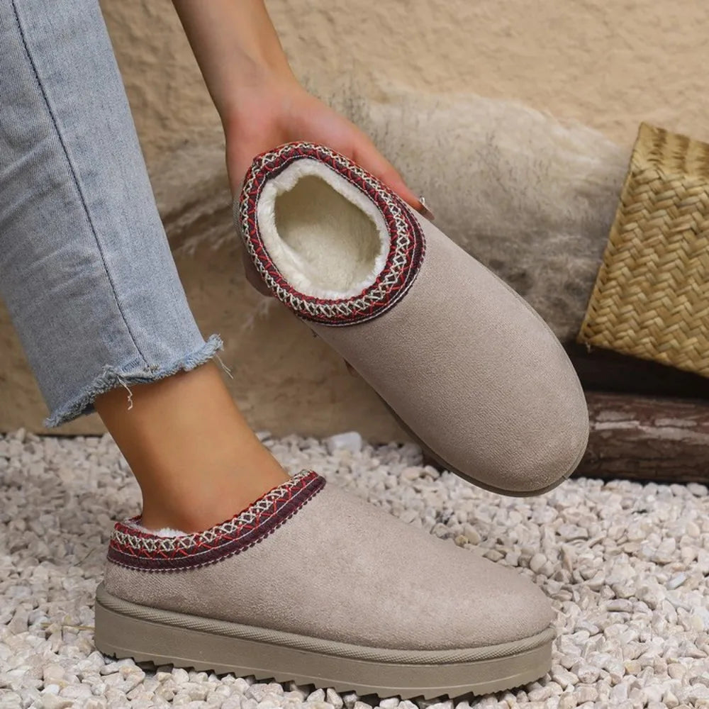 Women's Snow Boots Casual Slip-on Wool Warm Home Luxury Elegant Zpaxo 41 Beige