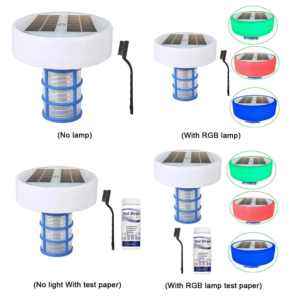 Automatic Pool Cleaner Auto Switching Solar Copper Pool Ionizer Keeps Pool Cleaner and Clear RGB LED Night Light Up To 35000 Gal Zpaxo