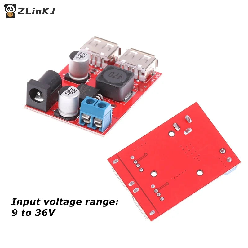 ▶DC 9V 12V 24V 36V To 5V 3A Double USB Charge DC-DC Step-down Converter Car Charging Solar 3A Voltage Regulated Power Module Zpaxo