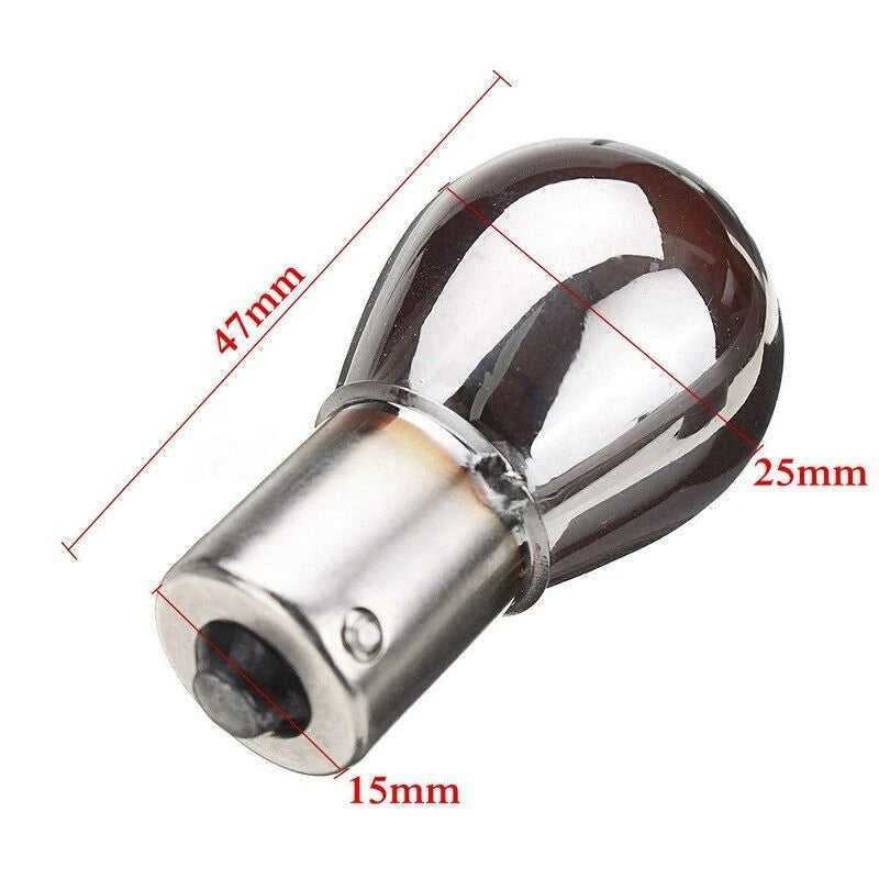 Car Indicator Light Turn Signal Chrome Plated Amber Bulbs 581 BAU15S