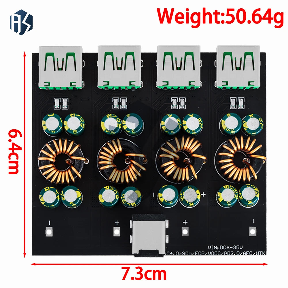 1 2 4 Way USB Type-C Mobile Phone Quick Charge Adapter 6-35V Step Down Buck Boost Module SW3518 For Huawei QC4.0 QC3.0 Zpaxo