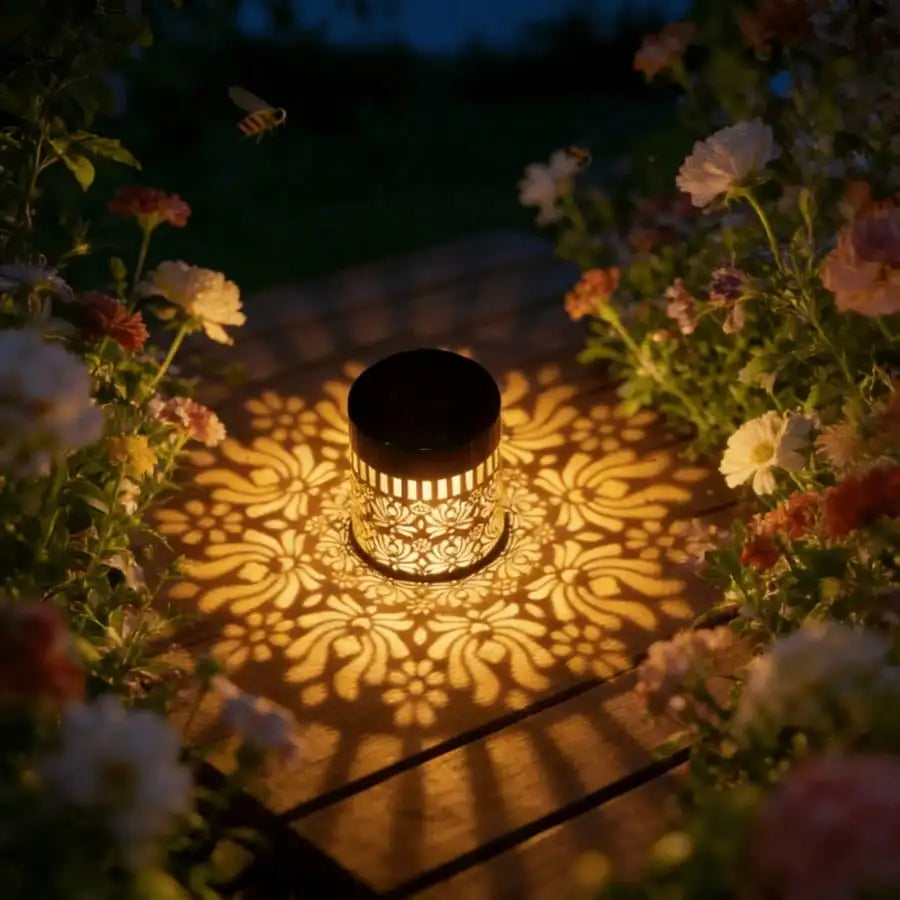 Solar-powered Lotus Peony Lamps Openwork Wrought Iron Garden