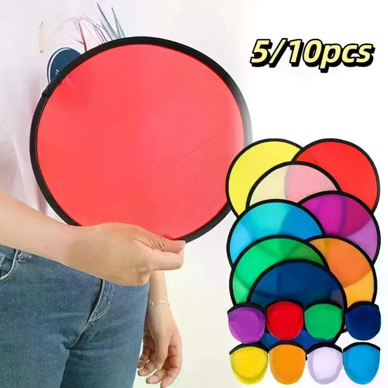 5 Multifunctional Foldable Hand Fan Portable Pocket 1 Flying Disc Zpaxo