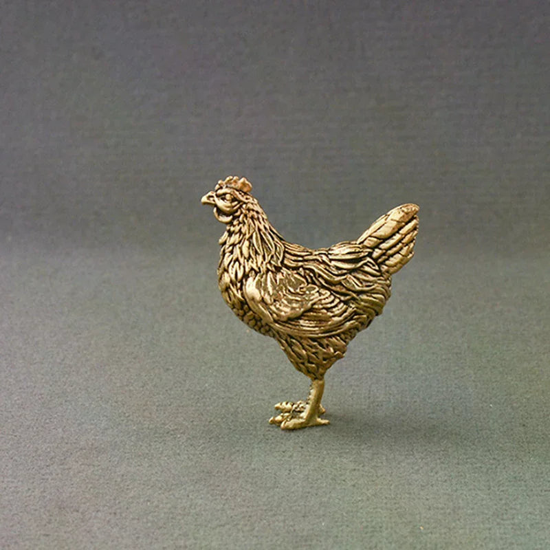1 Miniatures Copper Rooster Hen Ornaments Solid Brass Small Statue Zpaxo