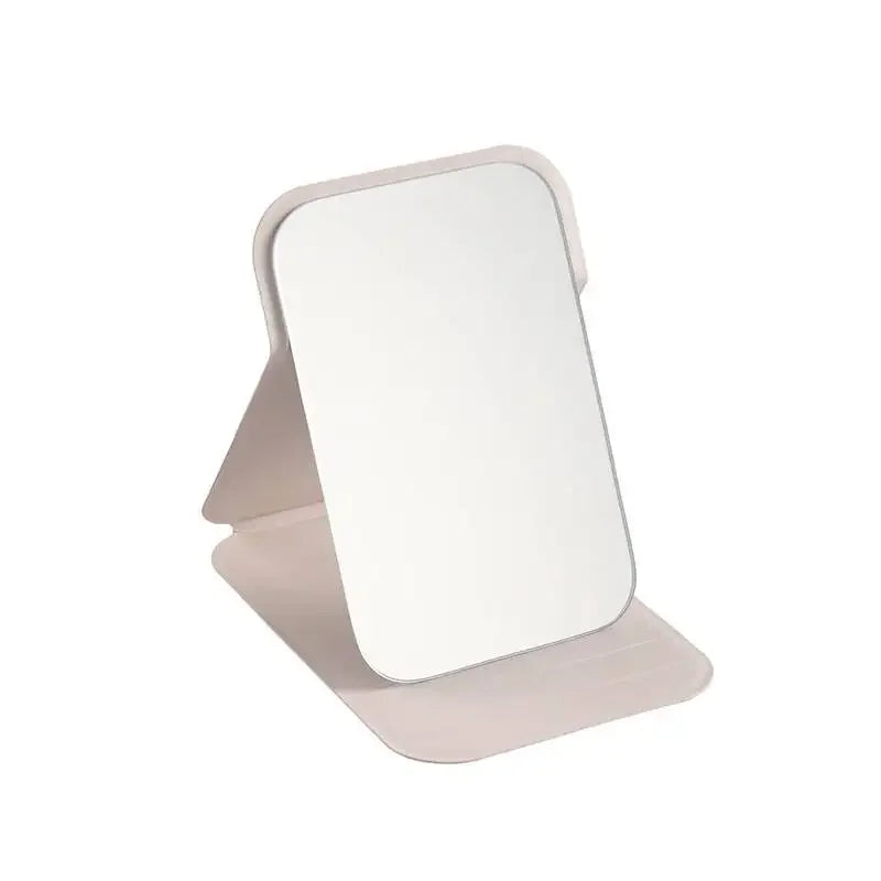 Simple Portable Handheld Foldable Mirror Solid PU Leather Desktop Zpaxo White C3836A
