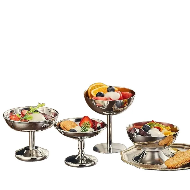 Stainless Steel Ice Cream & Dessert Cups – Tall & Short Dessert Serving Cup Zpaxo