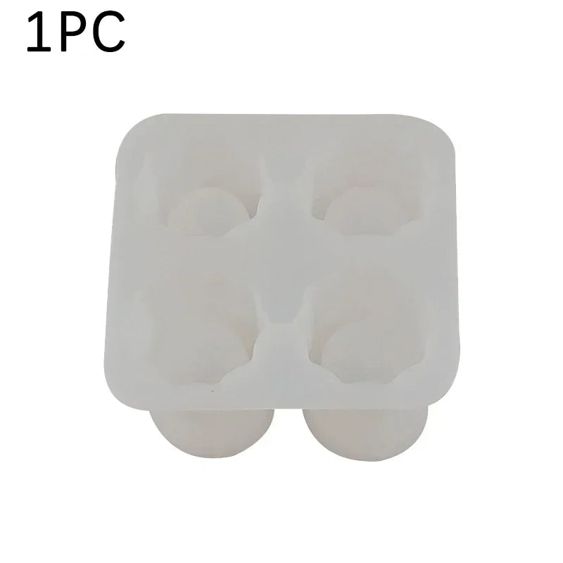 Silicone Shot Glass Mold 4 Cavities Round Ice Reusable Non-stick Zpaxo White-1PC