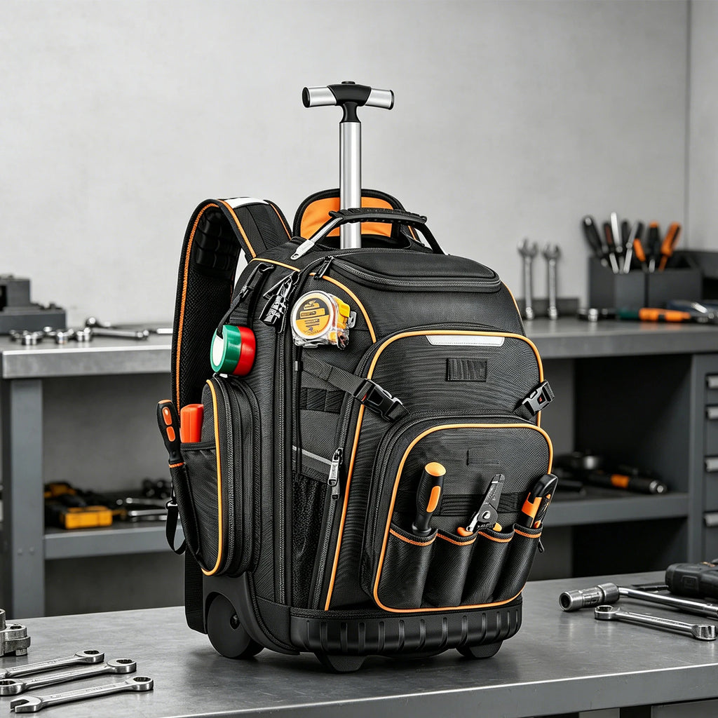 Tool Backpack Wheels Electrician Waterproof Base Rolling Bag